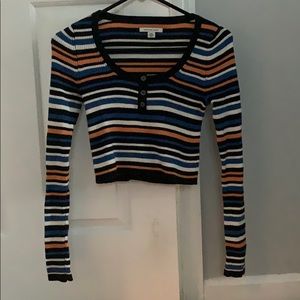 Long sleeved, striped, crop top